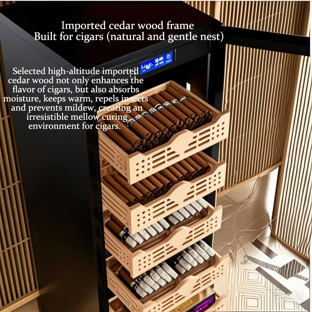 For Intelligent Constant Temperature And Humidity Mute Embedded Cedar Wood Professional Compressor Cigar Humidors Cabinet