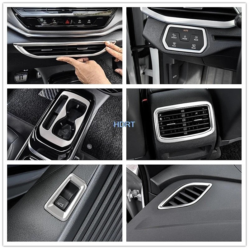 Car Styling Stainless Steel Silver Interior For Volkswagen ID.4 X ID.4 Crozz 2021 + Gear Window Control Panel Air Vent Outlet