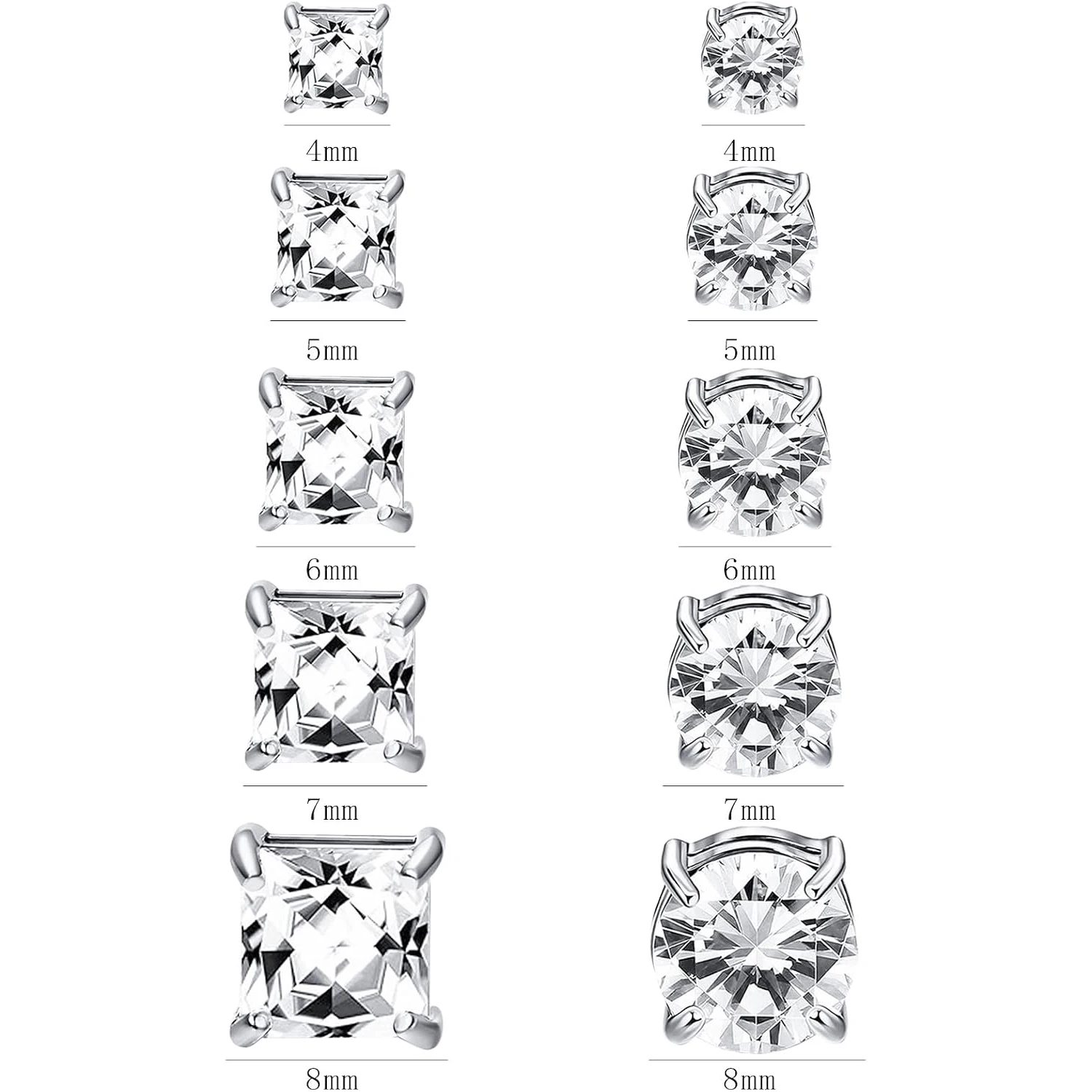 10 Pairs Set Magnetic Earrings Clip on Earring Stud Stainless Steel Hoop Dangle Cross CZ Studs Non Piercing for Men Women 4-8mm