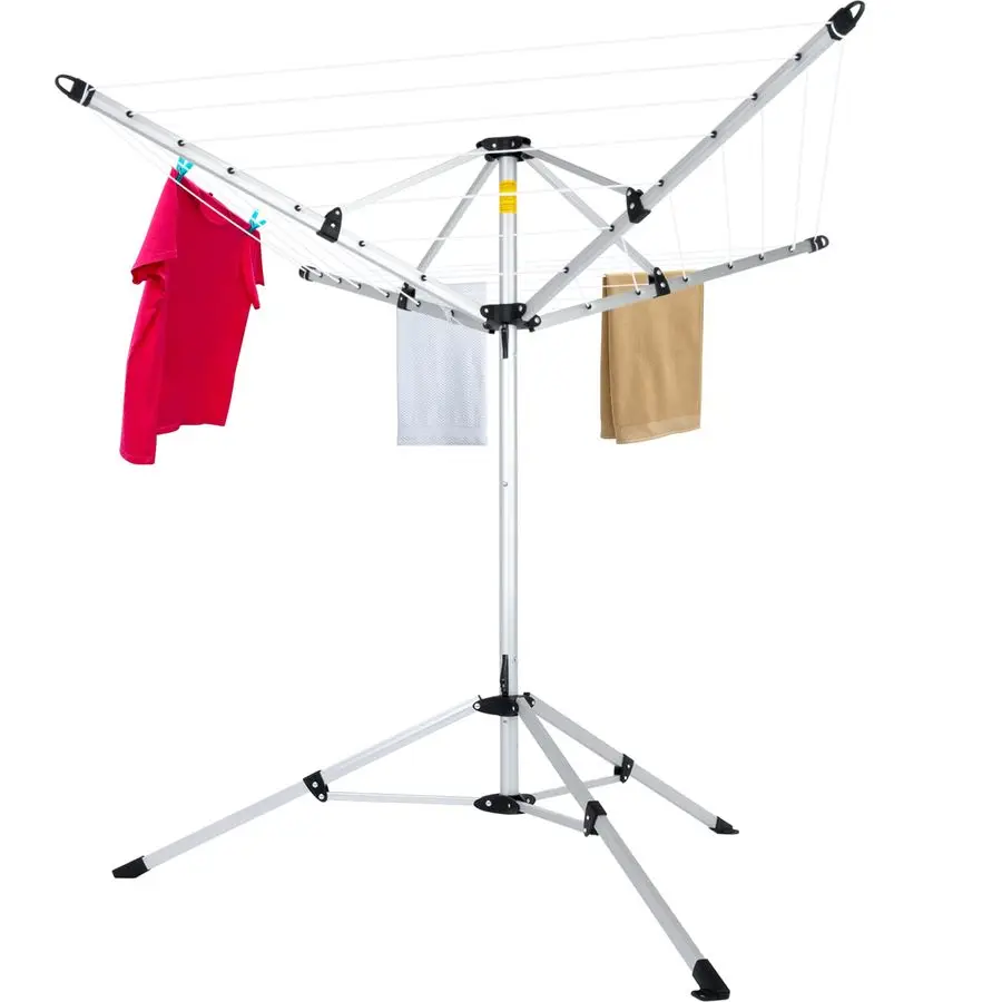 

Drying Natural Clothes Airer Outdoor Portable 4arm Aluminum Drying Rack w Ground Stake, Carry Bag, 28Lines with 65 ft. Umbrella