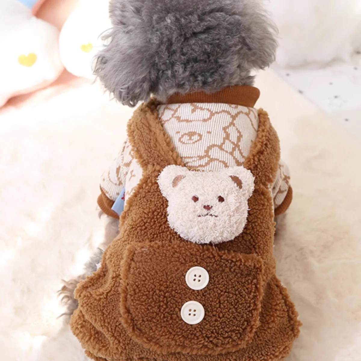 Winter Velvet Overalls Warm Teddy Bear Jumpsuit Cat Clothing Four Legged Pants Universal Thick Pet Clothing Puppy Clothes Dog w