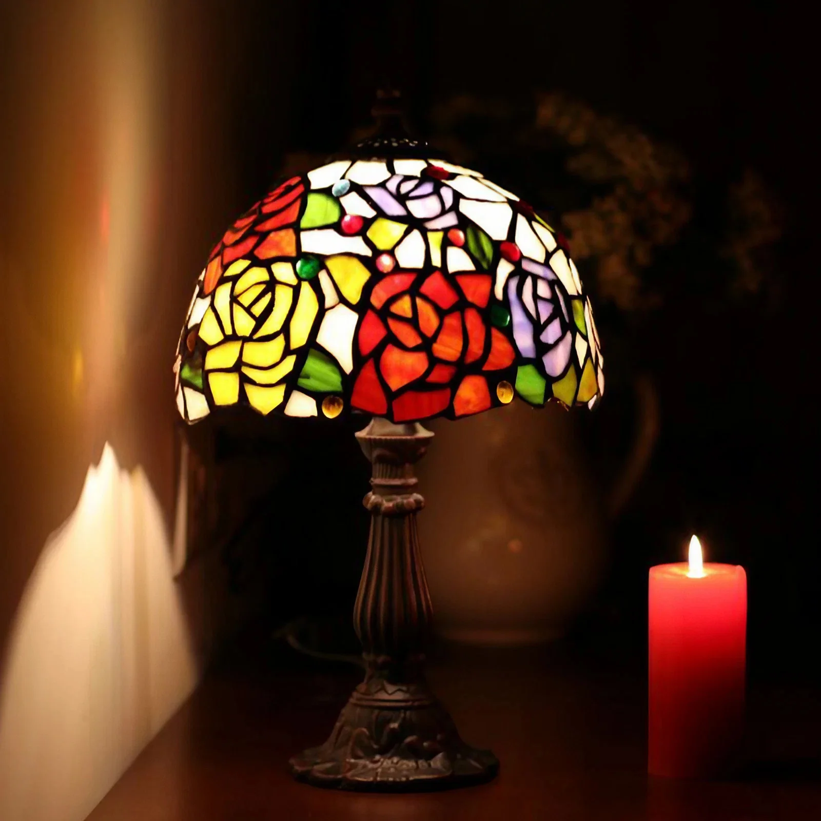 Bedroom bedside lamp, warm wedding room, decorative glass desk lamp