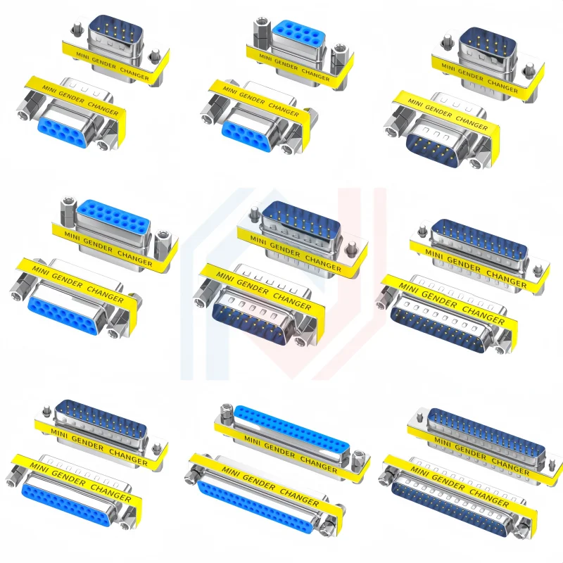 DB9/15/25/37 Pin VGA Female to Female/Male to Male/Female RS232 Serial Port COM Connector Mini Gender Changer Adapter Null Modem