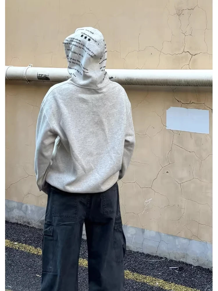 سترة بقلنسوة مطرزة من American High Street للرجال كبيرة الحجم وثقيلة الوزن كاجوال متعددة الاستخدامات للأزواج في موسم الخريف ملابس الشارع