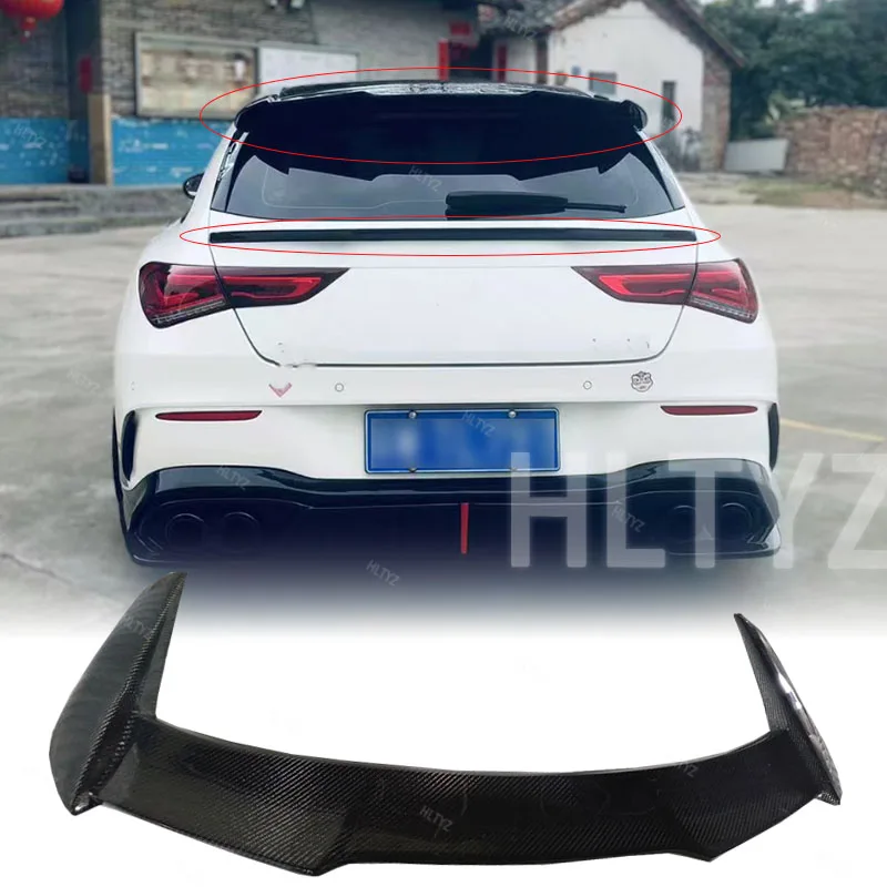 For Mercedes Benz CLA200 CLA260 X118 C118 CLA45S hatchback rear roof glossy black/carbon fiber spoiler rear wing tuning body kit