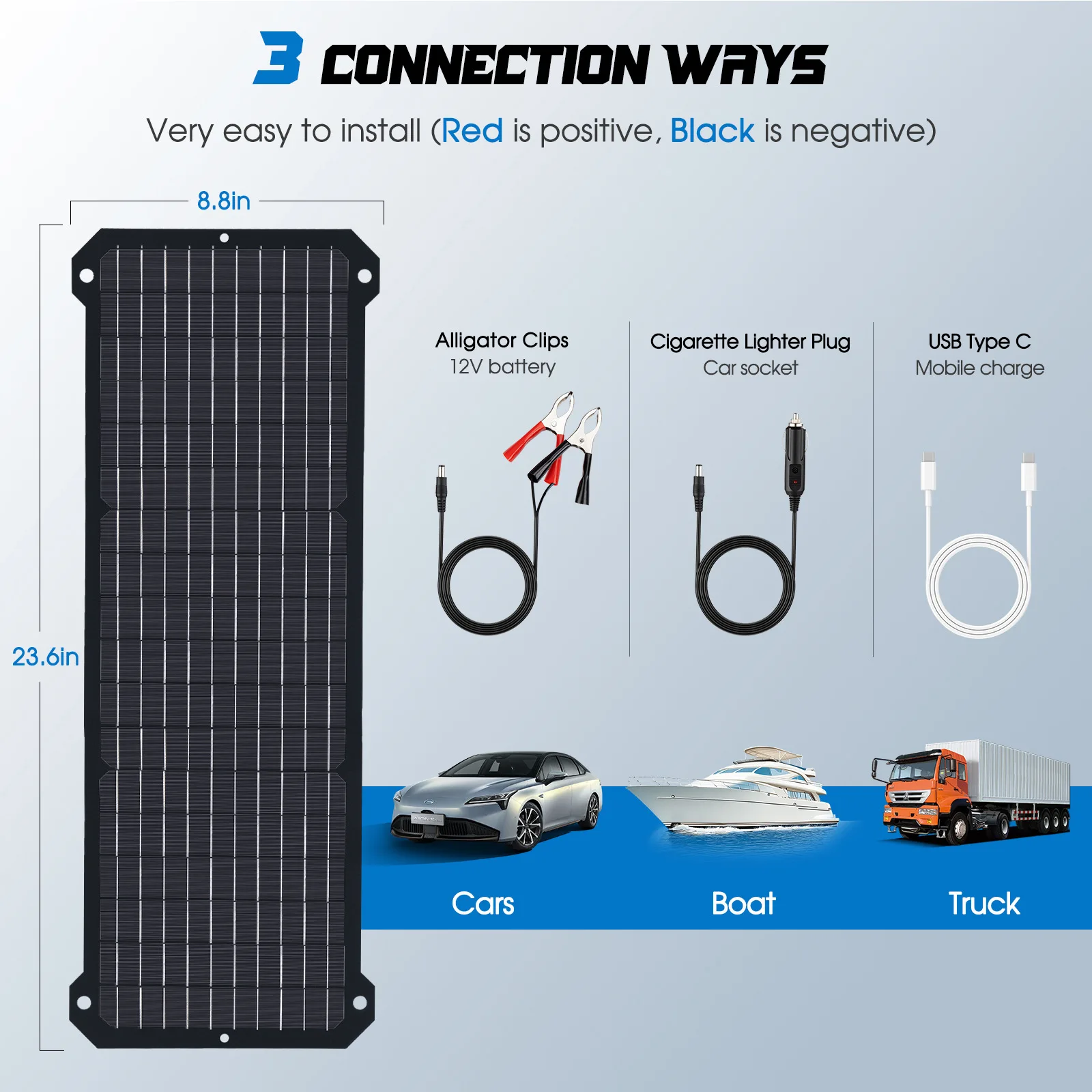 

Type-CDCUSB interface Solar photovoltaic panel 23W5V12V18V power supply Outdoor