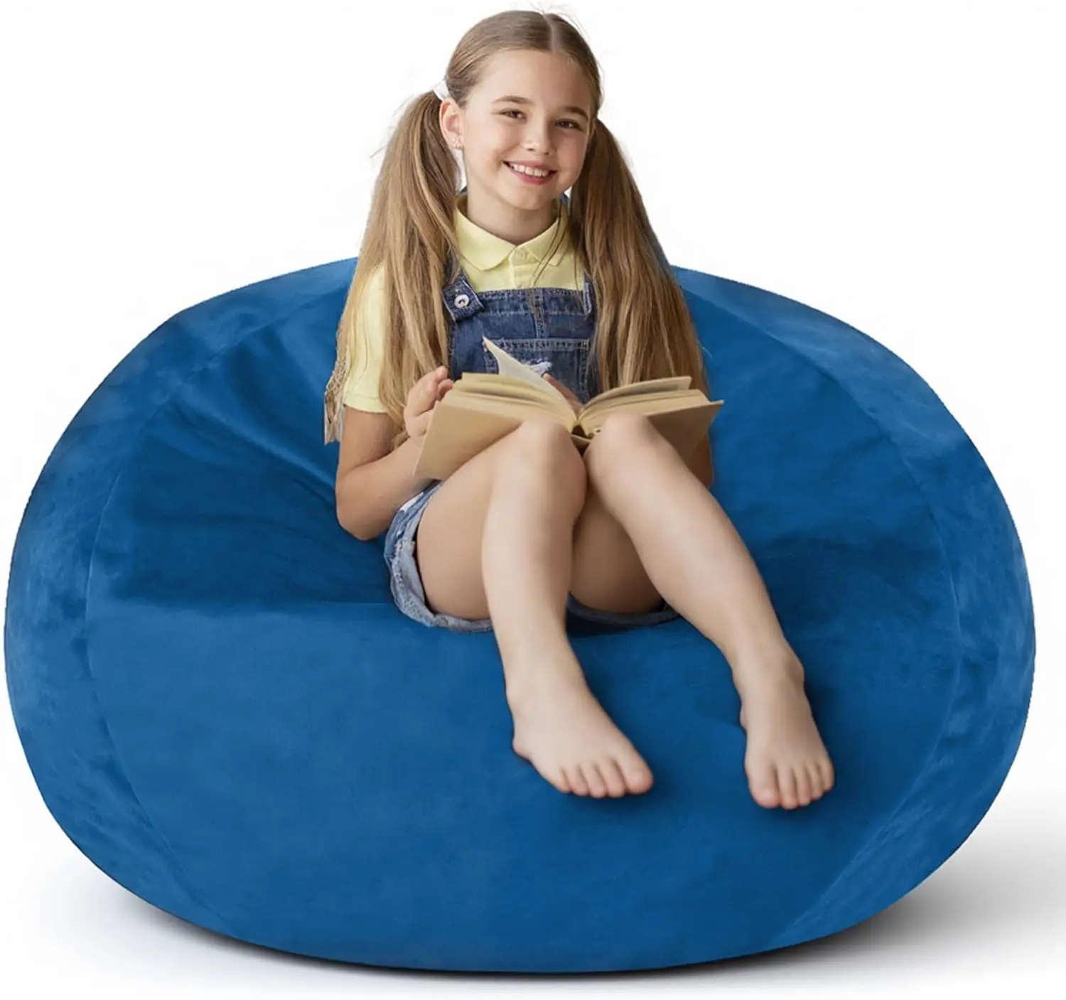 

Большое кресло-мешок в форме капли с наполнителем из пены с эффектом памяти, ультрамягкий велюровый чехол для гостиной, спальни, офиса, синее