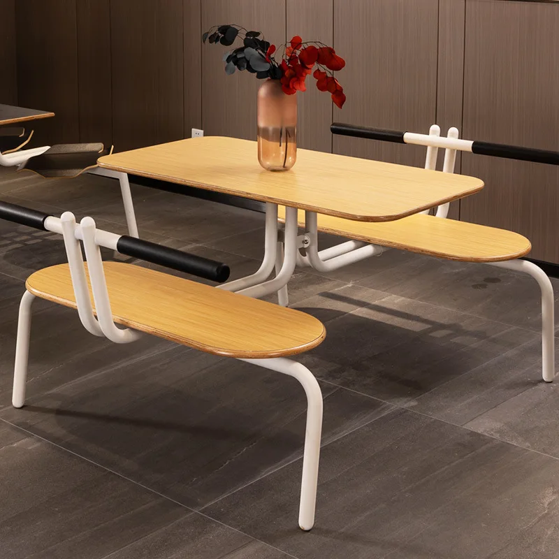 Siamese Dining Table and Chair Set School Dining Hall Employee Cafeteria Four People Commercial Restaurant Table and Chairs