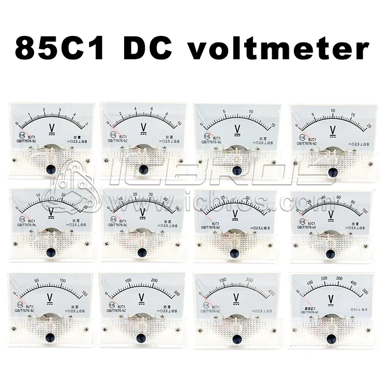 85C1 Pointer Type DC Voltmeter 5V 10V 15V 20V 30V 50V 100V 150V 250V