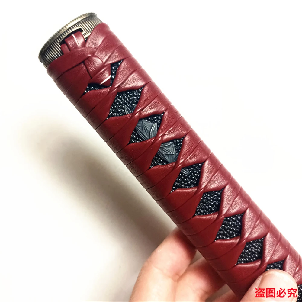 26cm Tsuka Handle Hilt Carved Alloy Fuchi Menuki Kashira Leather Ito Accessory For Japanese Sword Samurai Katana Fittings