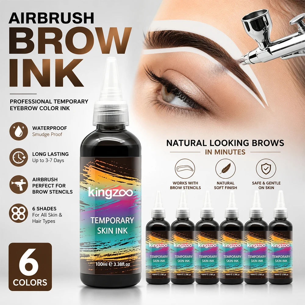 Airbrush Eyebrow Pigment Ink for Spray Gun Semi Permanent Brow Color Dye Professional Salon Use Waterproof Long Lasting Brow Ink