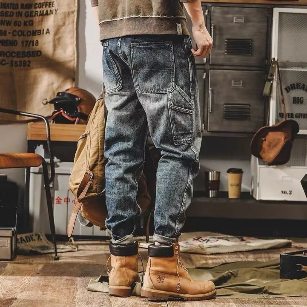 Jeans Cargo Décontractés pour Homme, Pantalon en Denim, Coupe Droite, Vêtements de Travail, pour l'Extérieur, Style Cowboy, Fjy2k, Streetwear