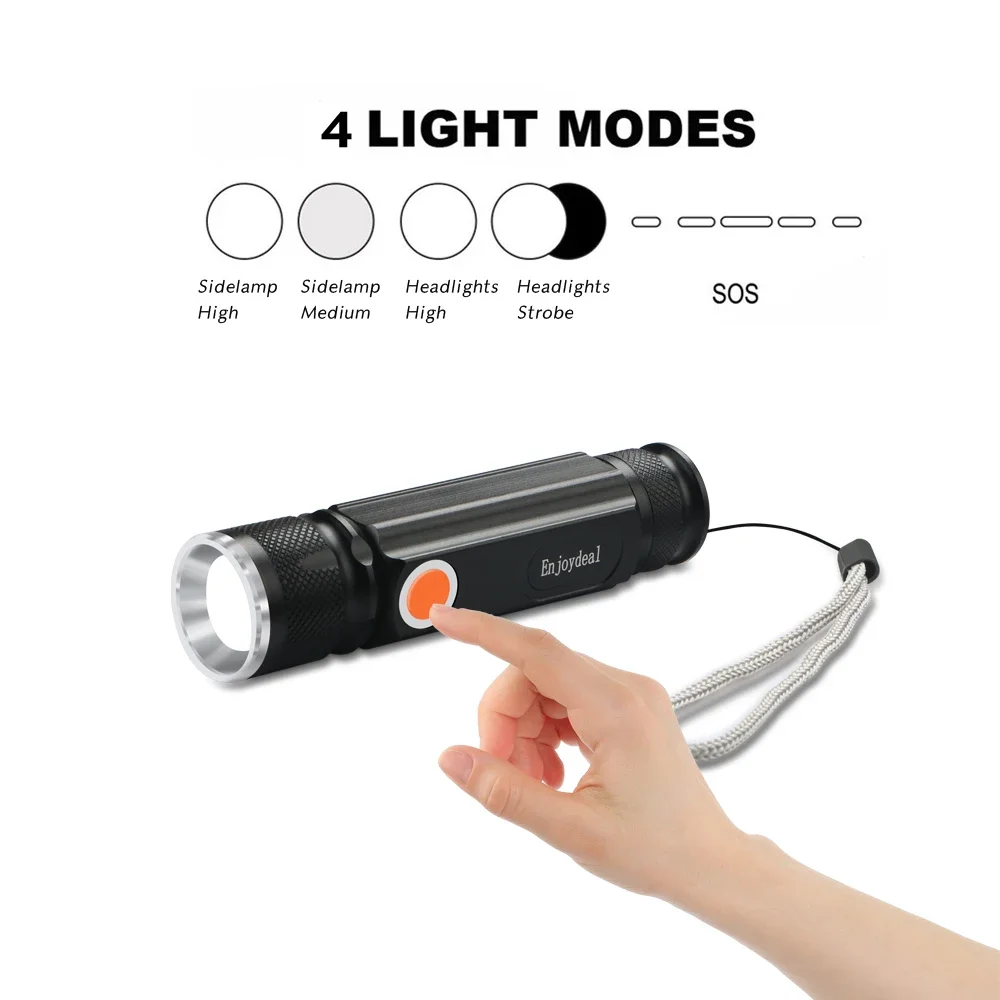 

Penlight LED Flashlight Mini Torch Zoomable USB COB 3800LM Rechargeable Pocket Light Camping Hunting Lamp