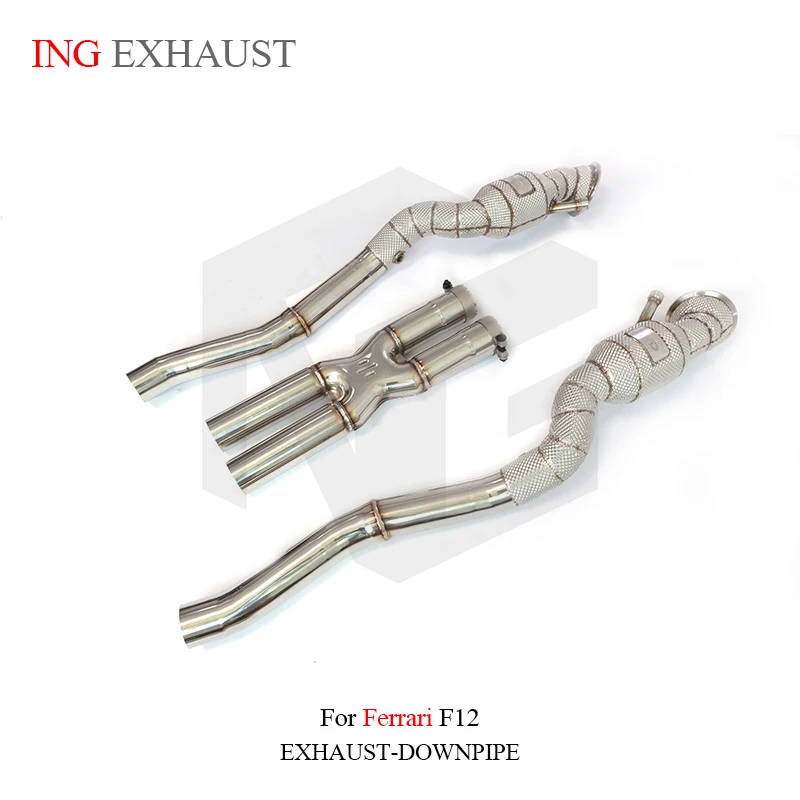 ING Exhaust Downpipe Catalyzed for Ferrari F12 6.2L v12 Vehicle Air Converter High Flow Up Engine Power Tube Performance System