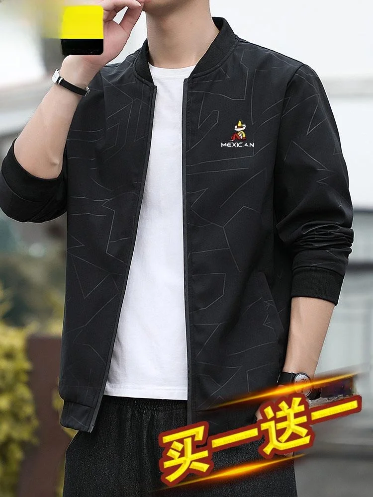 

Loose Casual Men's Jaet Spring Autumn New Sle Lapel Coat Thiened Warm Polyester Nylon Cosite Fiber Zipper Closure