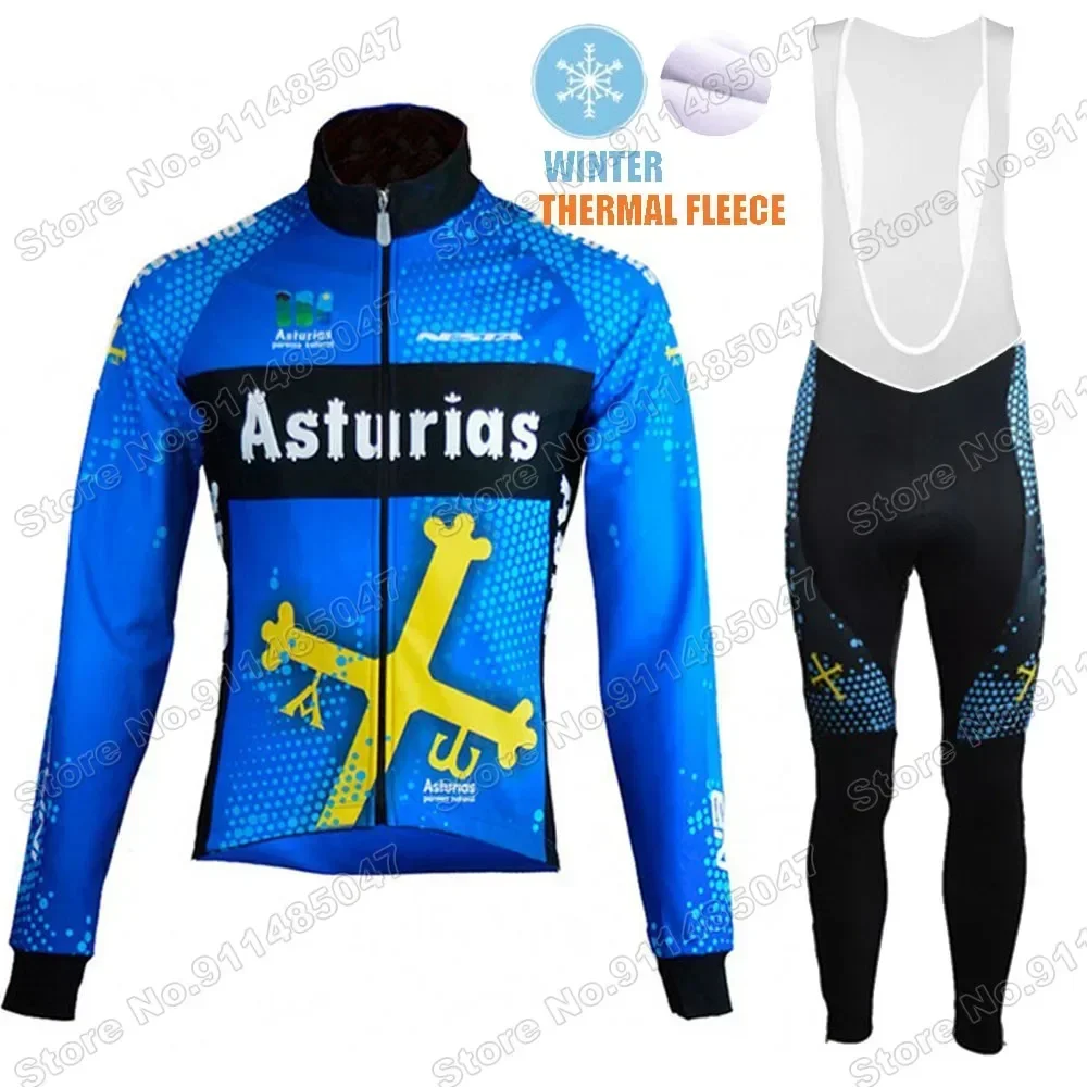 Asturias 2024 Rad trikot Set Winter Espana Kleidung Langarm MTB Fahrrad Rennhose Lätzchen Maillot Culotte Ropa Trikot