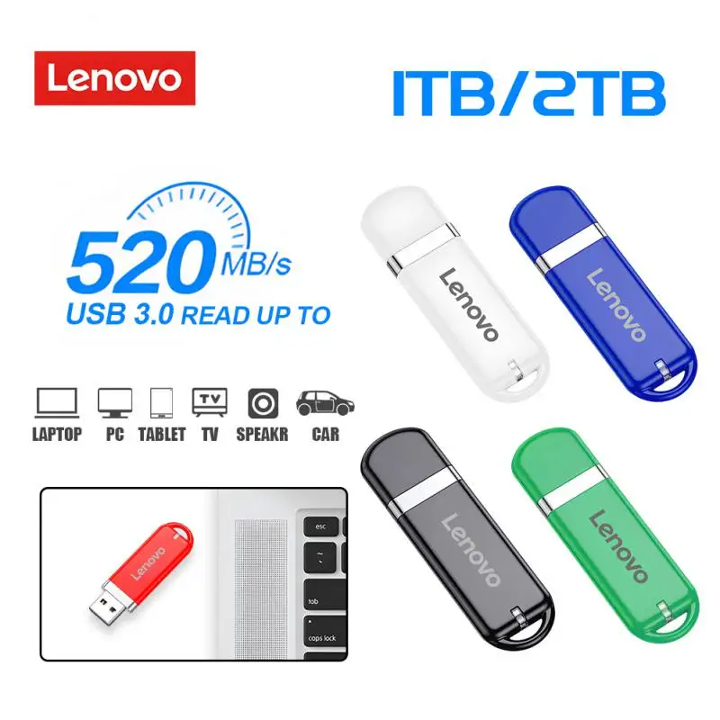 Lenovo USB Flash Drive USB 3.0 Interface Real Capacity 2TB 1TB Pen Drive High Speed 520mb/s Pendrive Customize Logo For Ps4/ps5