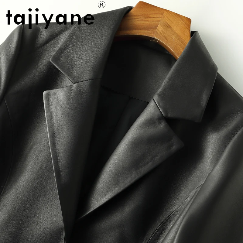 TAJIYANE سترة جلدية حقيقية امرأة جلد الغنم خندق معطف قسط سترات من الجلد الحقيقي 2025 الخريف امرأة الملابس 신상А вду터