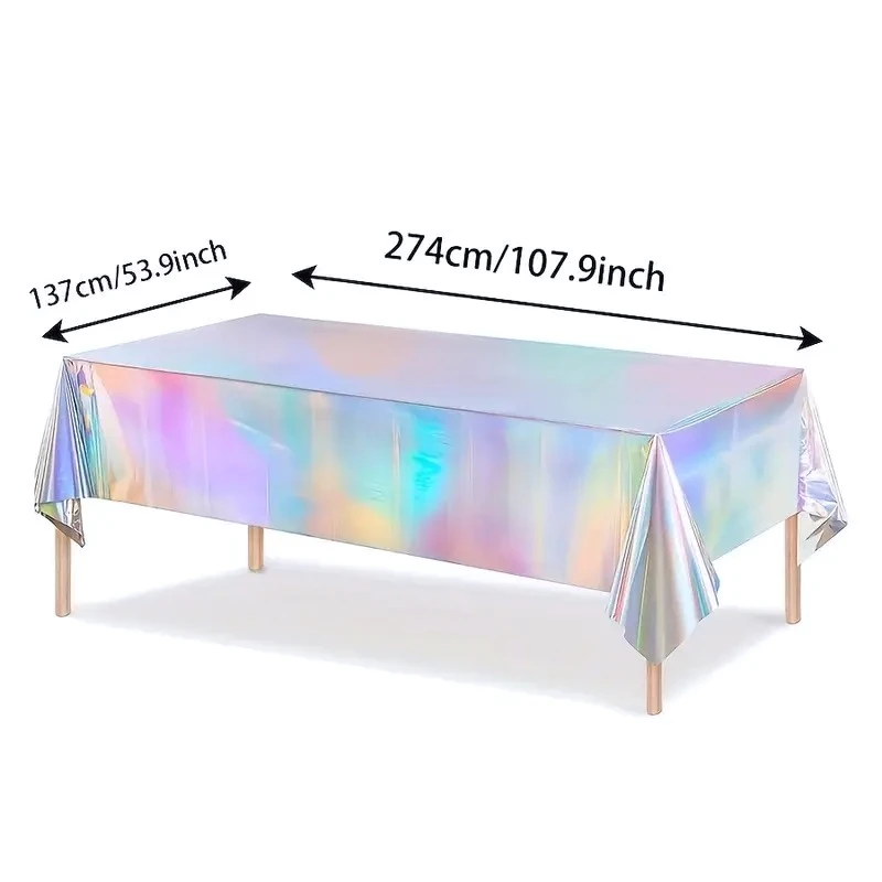 1/3/5PCS Disposable Shimmering Laser Rainbow Tablecloth Party Tablecloth Decor Birthday Wedding Iridescent Disco Party Supplies