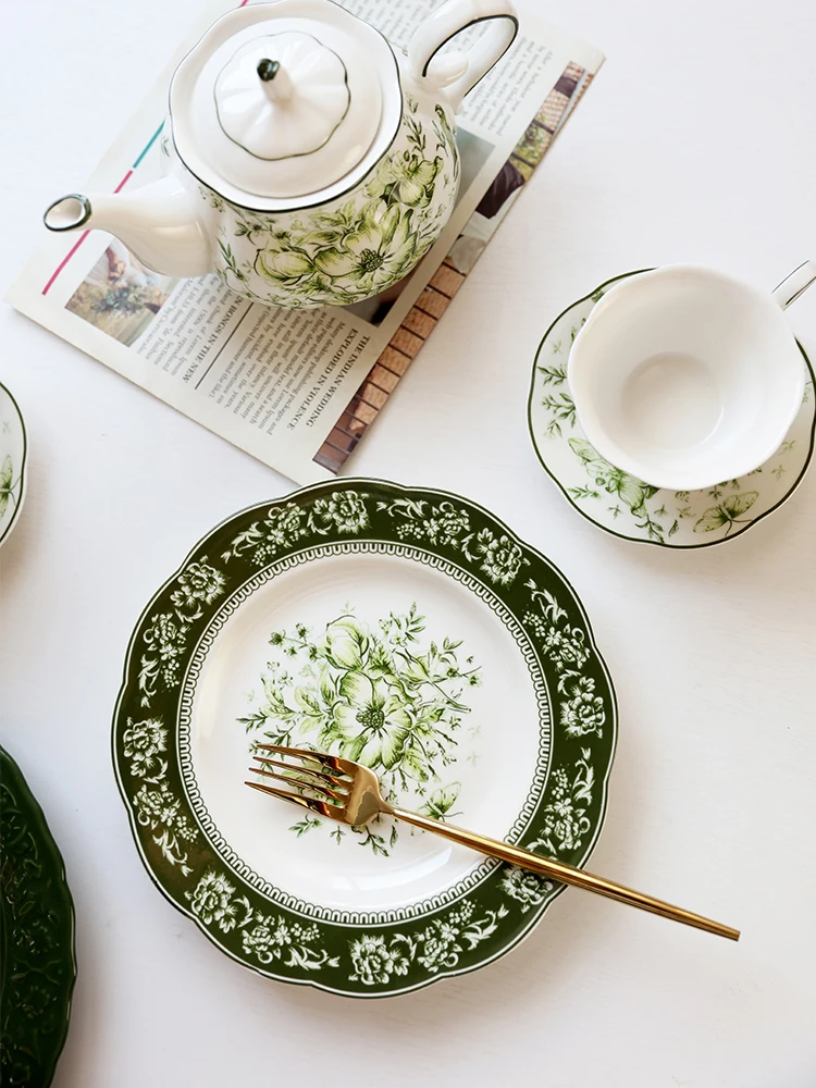 

Ретро-посуда с рельефным узором: обеденный набор в западном стиле, тарелки, суповые миски, кофейные чашки, чайный сервиз, европейский стиль, ручная работа, керамическая посуда