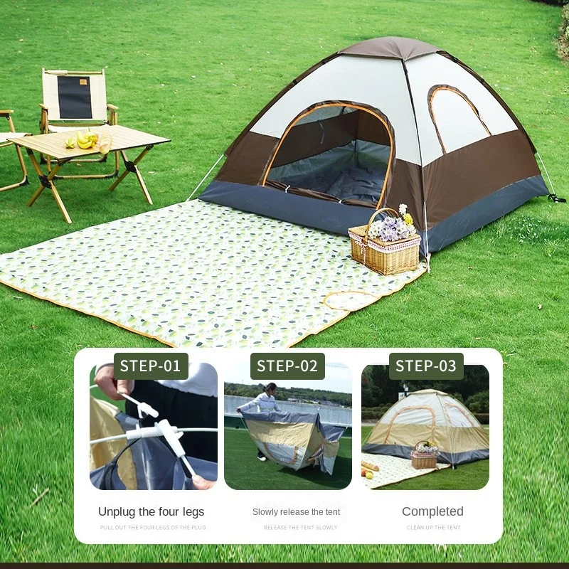 Outdoor Fully Automatic Quick Opening Thickened Outdoor Camping Tent Multi-person Travel Luxury Throw Tent Outdoor Anti-mosquito