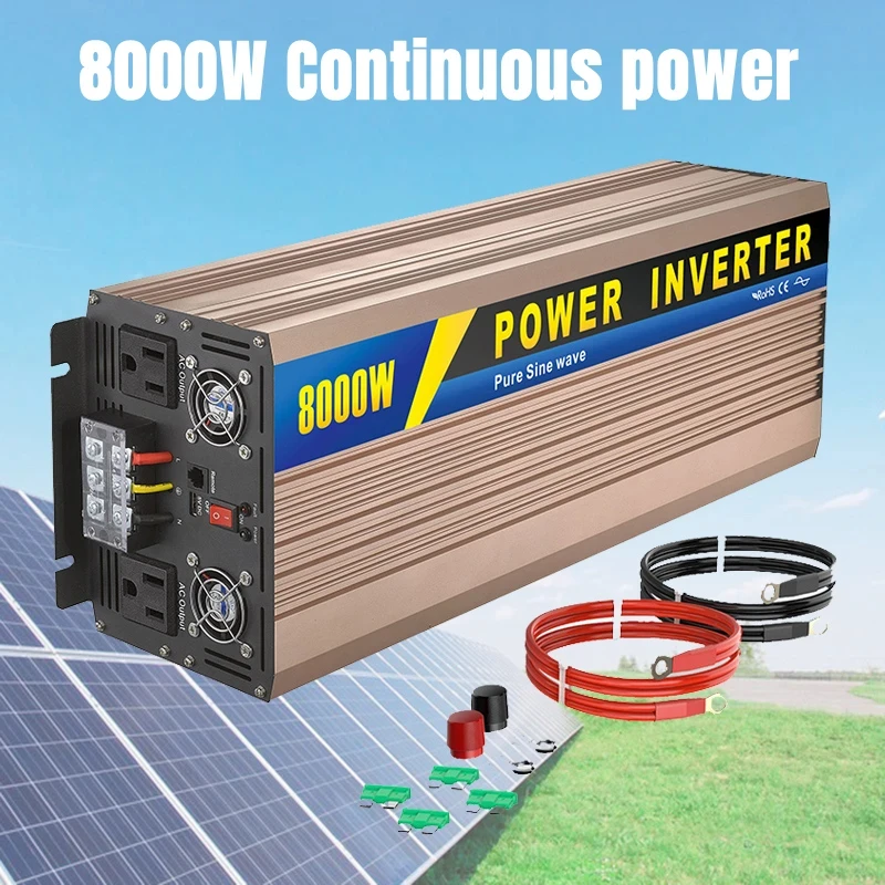 

Pure Sine Wave Inverter DC12V/24V to AC 110V 220V 50Hz/60Hz 4000W/5000W/6000W/8000W Voltage Converter Universal EU Socket