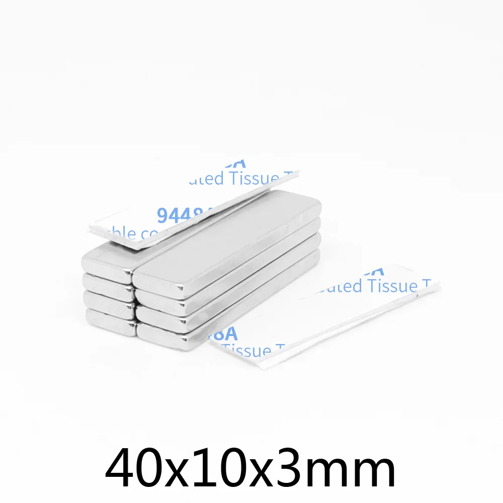 2/5/10/20/30/50PCS 40x10x3mm Block Powerful Strong Magnetic Magnets 40*10*3 Quadrate Permanent NdFeB Magnet With 3M Tape 40x10x3