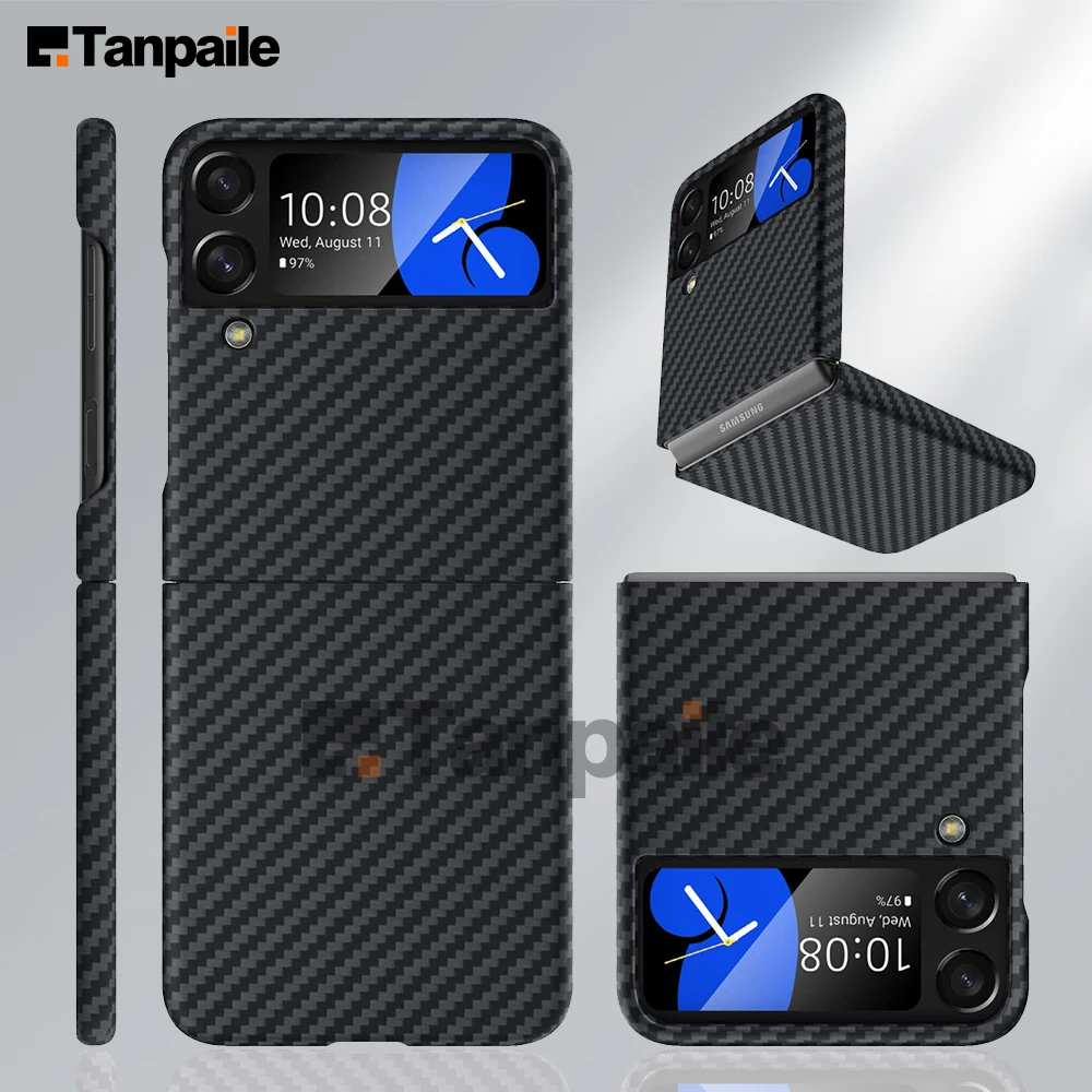 Tanpaile Carbon Fiber Texture case for Samsung Z flip3 flip4 case Soft Touch Carbon Shockproof Slim Casing funda