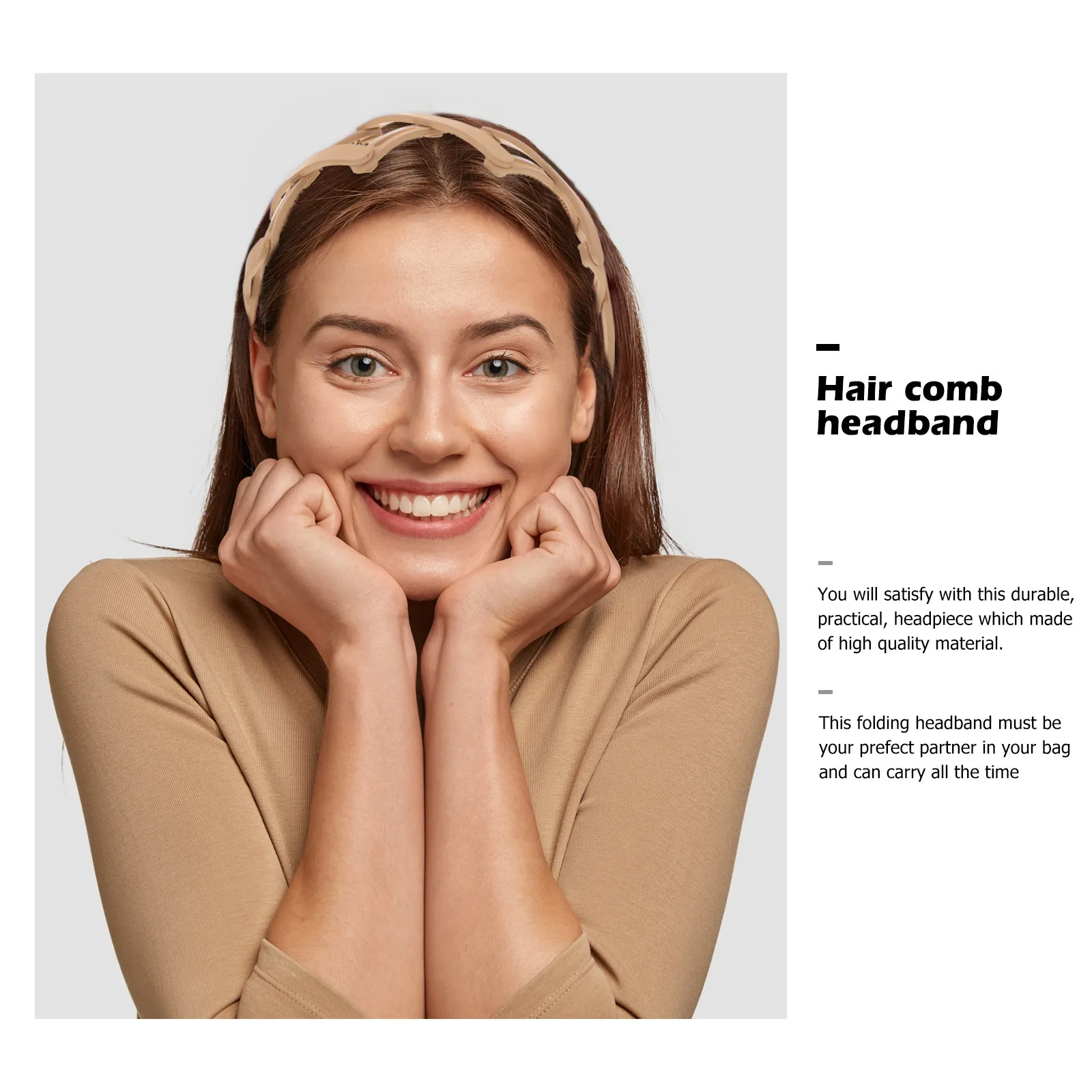 

2Pcs Folding Anti-Slip Headband Strong Plastic Teethed Hairband Retractable Pocket-Friendly Hair Accessory for Women Girls