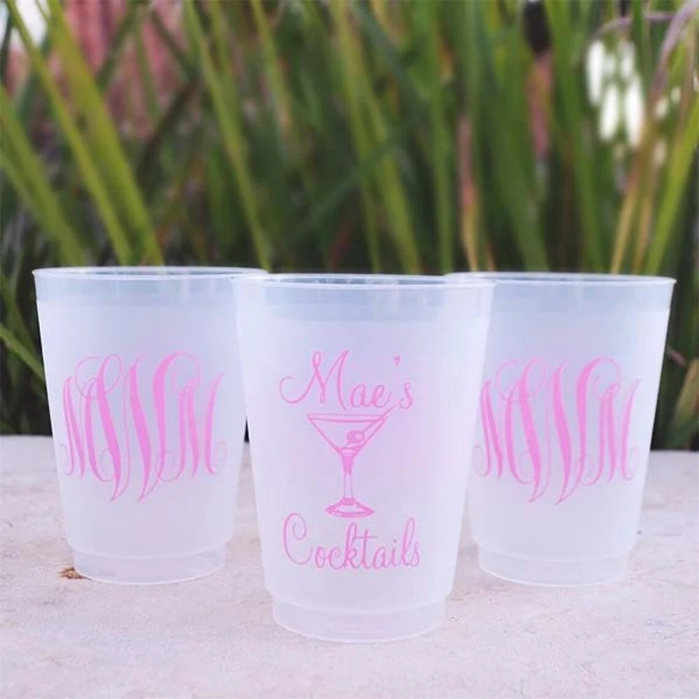 

Customizable Shatterproof Frost Flex Party Cups, Personalized Signature Cocktail Frosted Plastic Cup, Custom Monogrammed Wine Fr