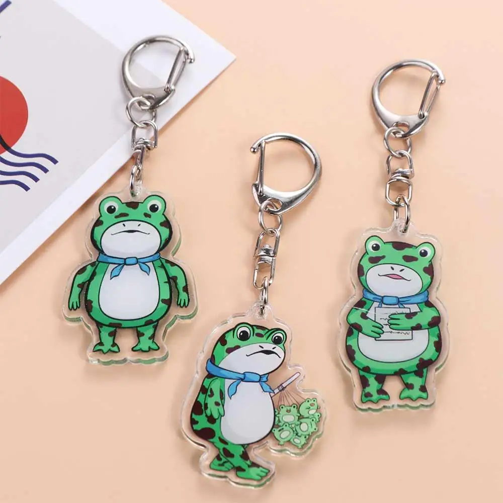 

Cute Frog Acrylic Keychain Cartoon Green Animal Pendent Key Chains Key Ring F or Men Women Backpacks Bags Car Jewelry Gifts