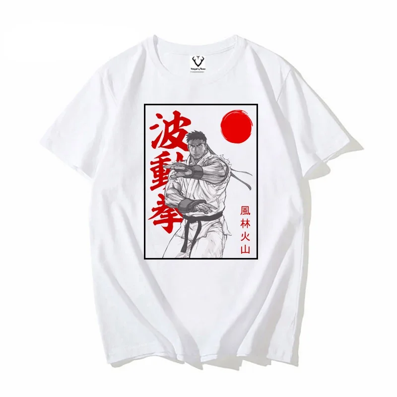 Japan Style Attacks T Shirt Men Women Teenage Fighter Ryu Ken Hadoken O-Neck Youth Top T Games Videogame Male fashion Hot Sale