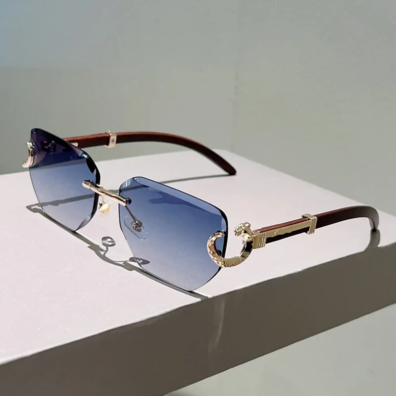 

y2k Vintage Rimless Leopard Head Sunglasses Women For Men Luxury Brand Designer Sun Glasses Punk Popular Outdoor Shades UV400