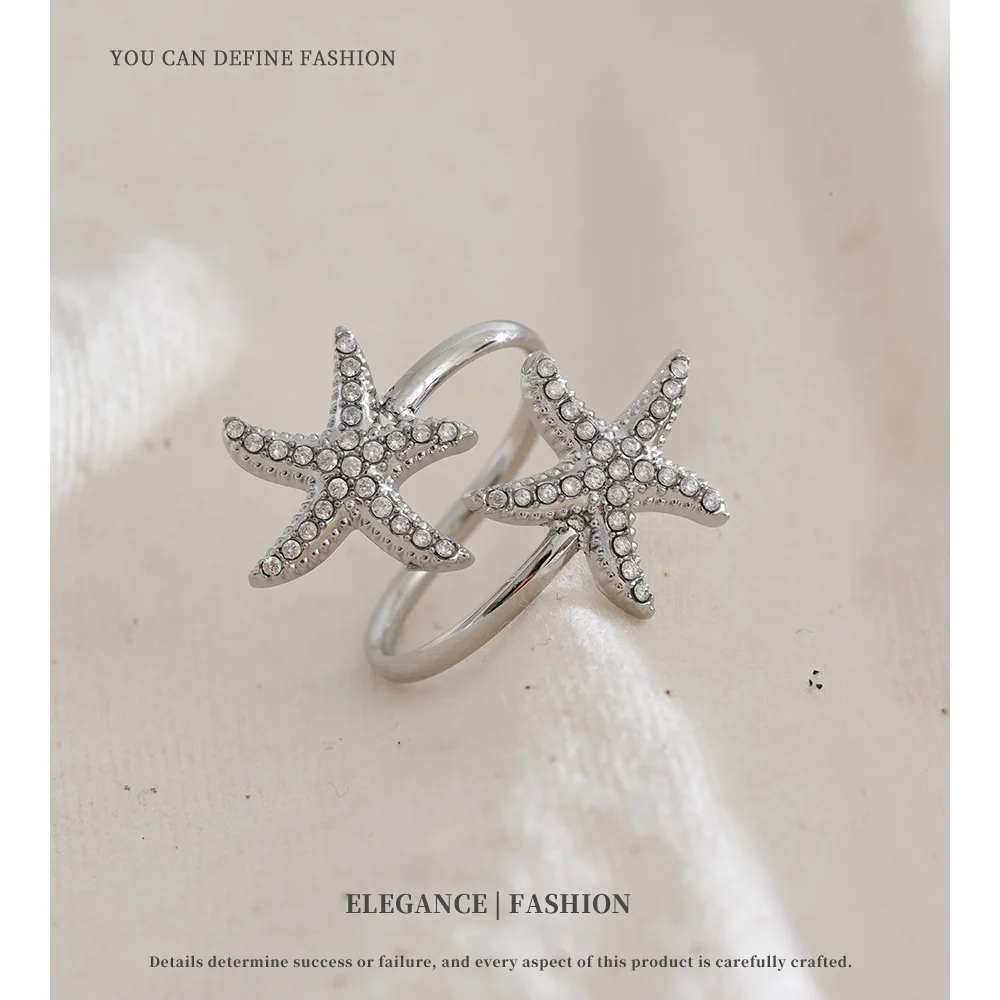 NiNice خاتم من الفولاذ المقاوم للصدأ نجم البحر نجمة خماسية نمط المحيط نمط الشاطئ موضة الصيف هدايا مجوهرات مختارة #4