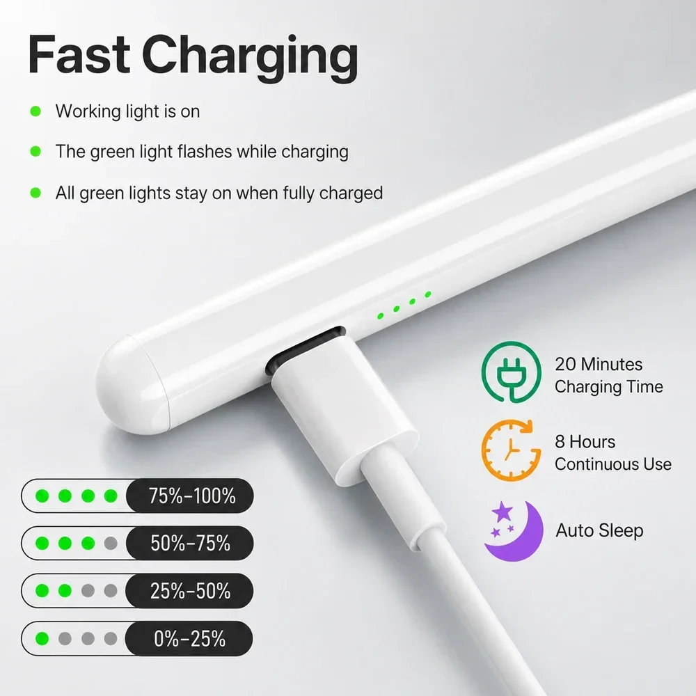 2026 New Auto Sleep iPad Stylus Pen Palm Rejection Magnetic Pencil For iPad 7/8/9/10/11th Gen Pro 11 12.9 Air 3 4 5 6 Mini 5 6