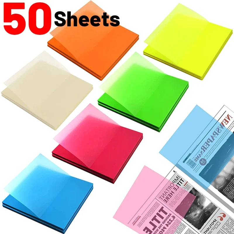 50 Sheets Waterproof Transparent Self Adhesive Memo Pads Sticky Bookmark See Through Posted It Office School Sticky Notes Marker