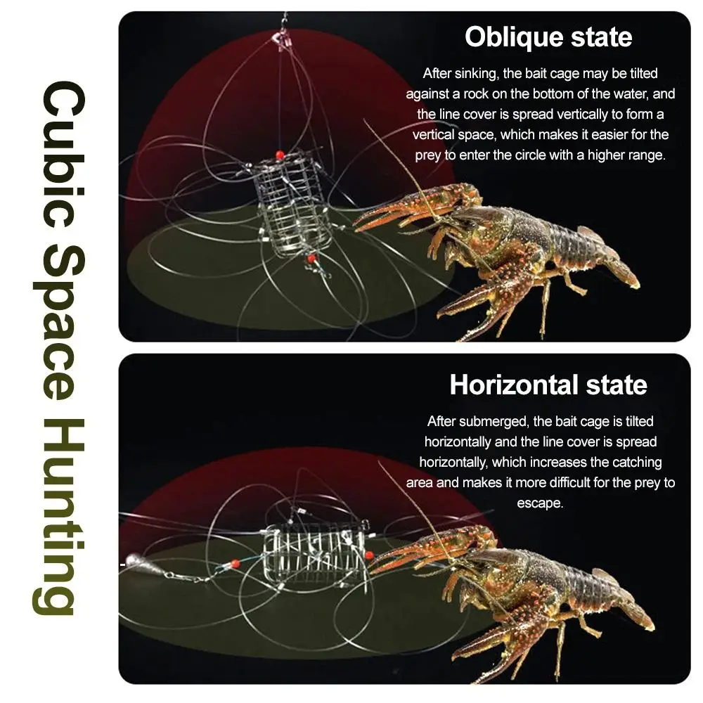 

Stainless Steel Crab Catching Tool Steel Wire Fish Cage 8 Laps Crab Fishing Cages Feeder Lure Trap Crab Trap