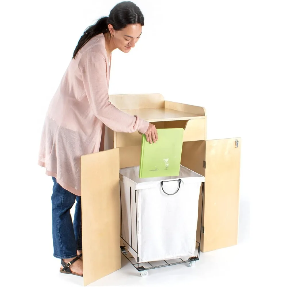 

Library Book - Wooden Rolling Books and Media Storage Unit with Casters, Office and School Supply