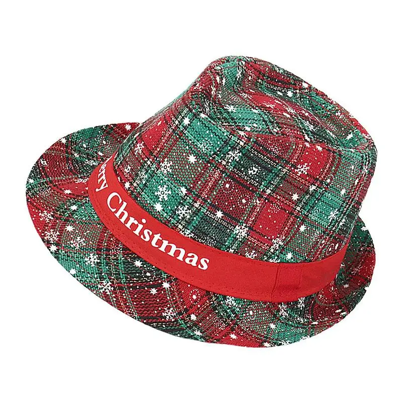 Christmas Bucket Hat | Casual Fisherman Hat | Merry Christmas Plaid Hat Travel Beach Sun Hat Outdoor Hats for Men Women Adults