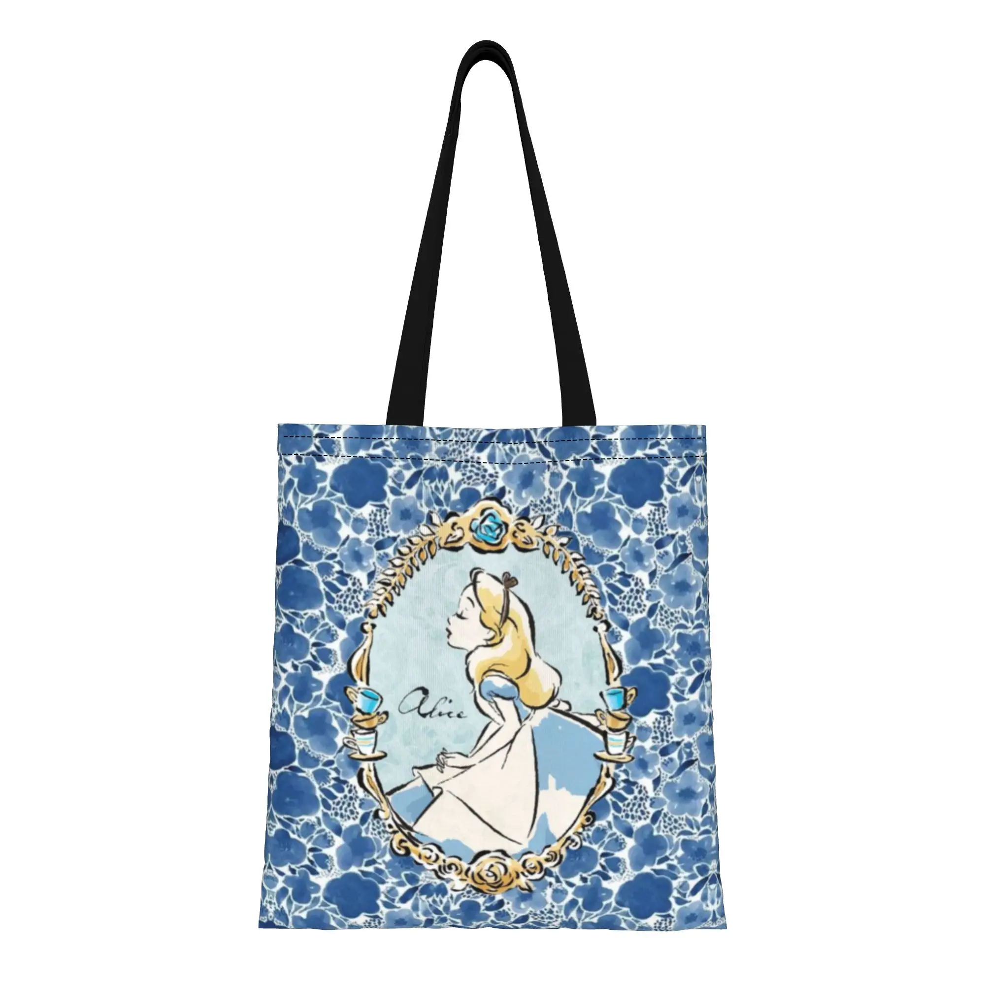 

1 шт. холщовая сумка-тоут в стиле принцессы из сказки Диснея «Алиса в стране чудес», женская сумка через плечо для школы