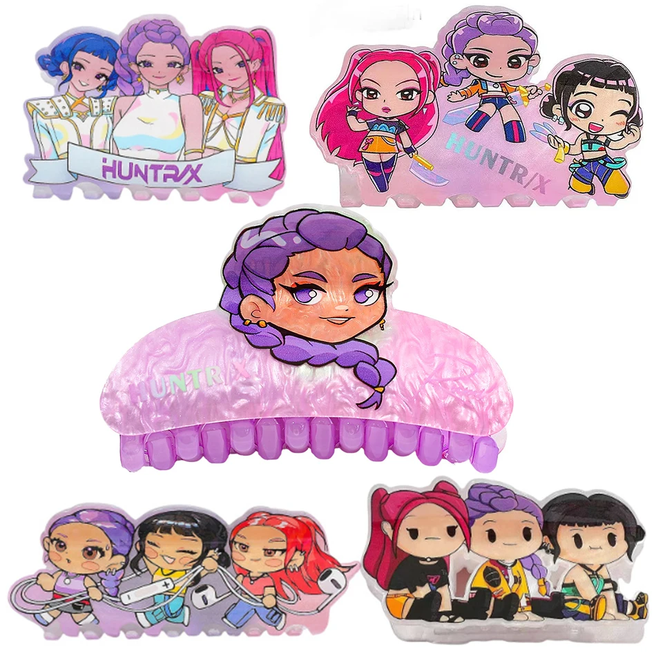 

Горячая заколка для волос KPop «Охотники на демонов» с мультяшным принтом Rumi Mira Zoey, акриловая заколка для волос в стиле аниме, периферийные украшения для волос, подарки для девочек