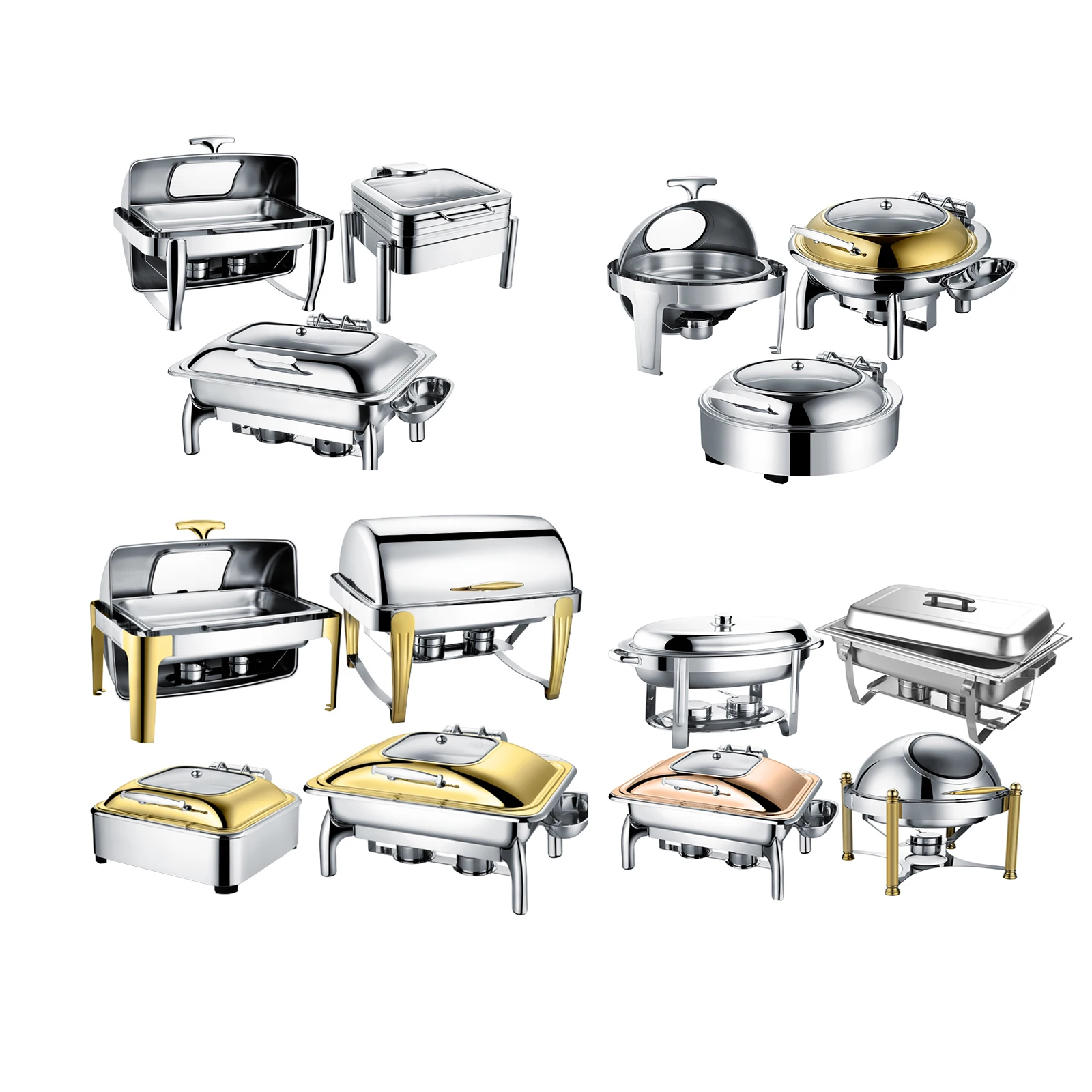 Conjunto De Utensílios De Cozinha Catering Comercial Vela Elétrica Hot Pot Chafer Pratos Food Buffet Display Aquecedor