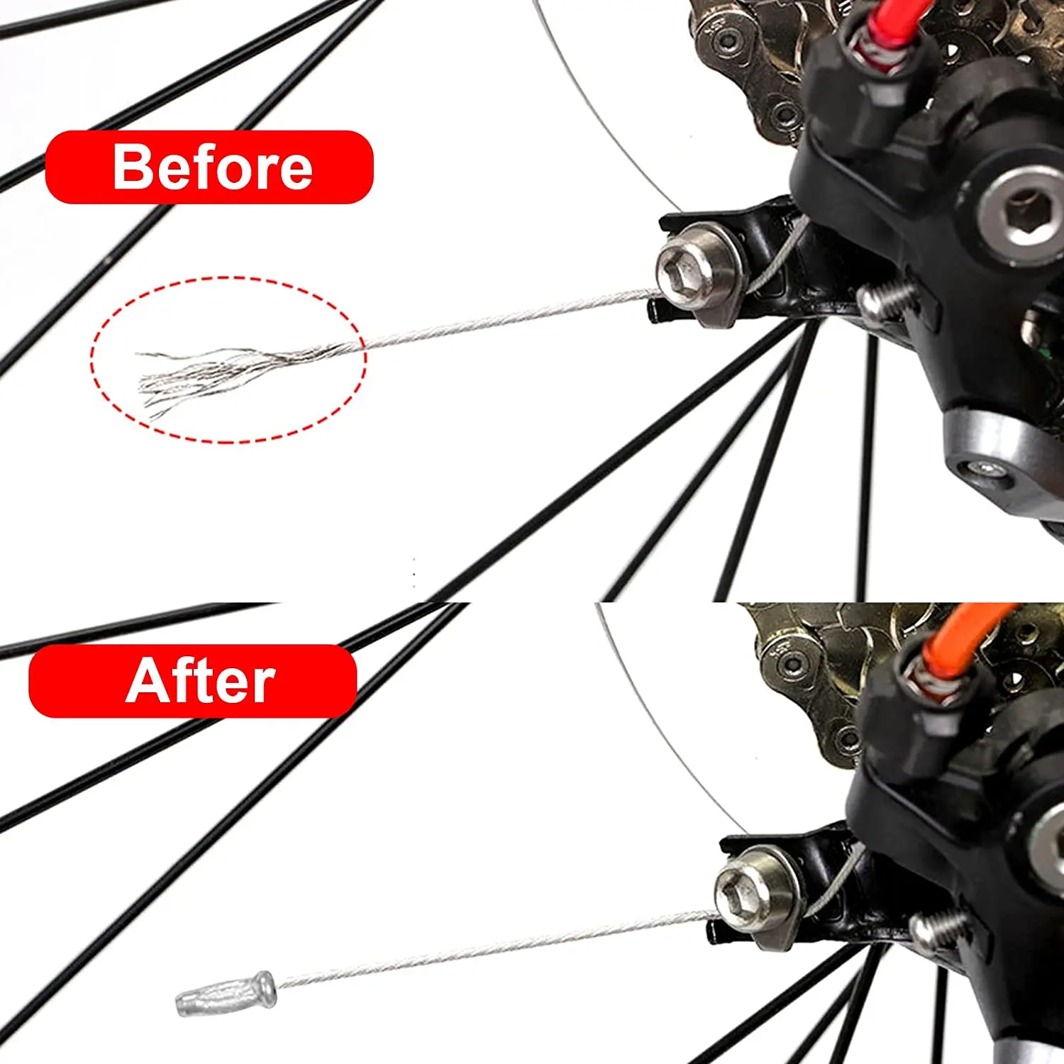 5pcs MTB Mountain Road Bicycle Bike Derailleur Shift Brake Inner Cable Line Wire 2M length Shifter Cable with end cap