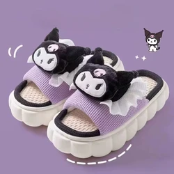 Pantofole di lino Sanrio Hello Kitty Cinnamoroll Kuromi morbida suola spessa antiscivolo pantofole da casa per interni in cartone animato carino cuore Girly