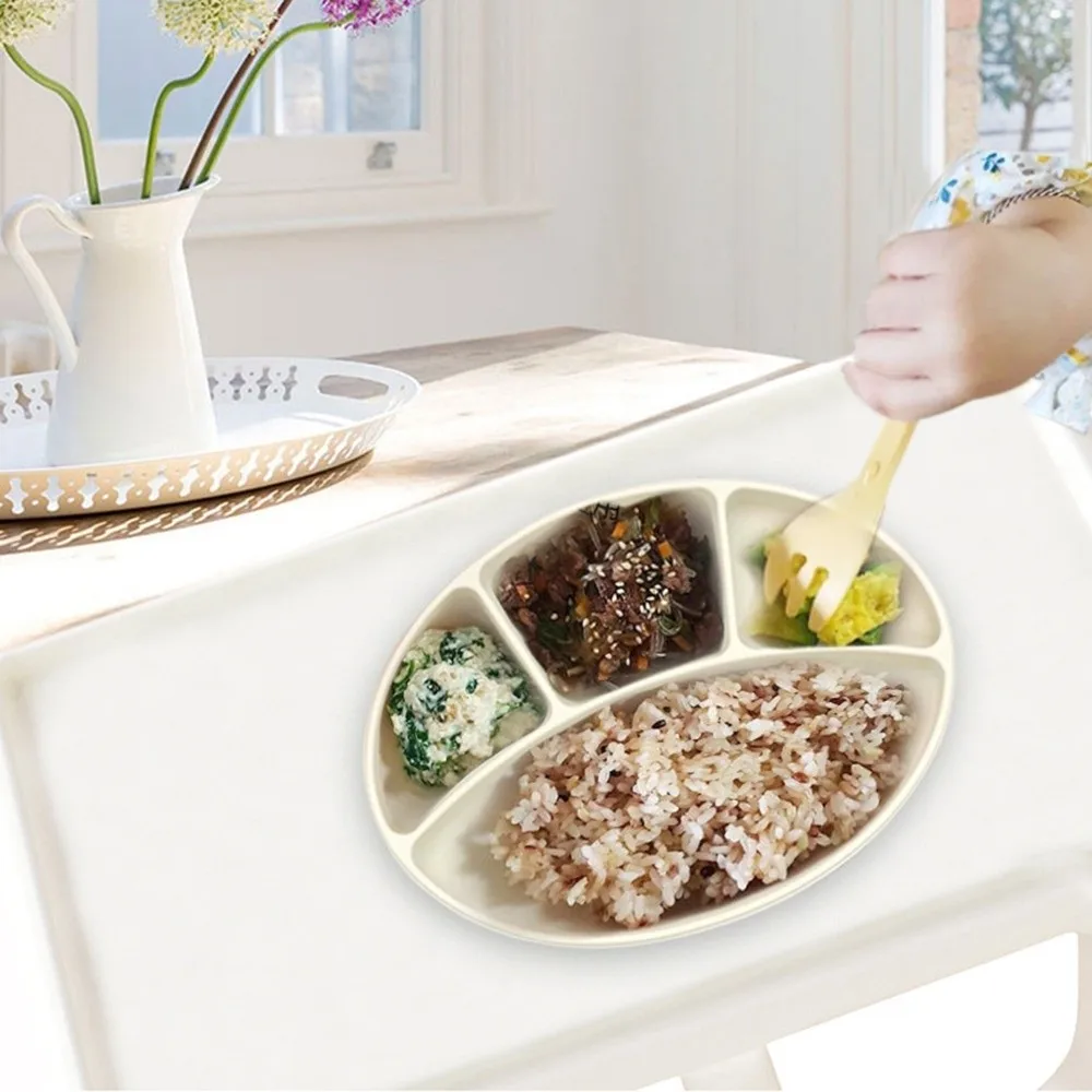 

Нескользящая силиконовая разделенная тарелка, посуда без BPA, обеденная тарелка на присоске, водонепроницаемая легкая тарелка для кормления, детское кормление