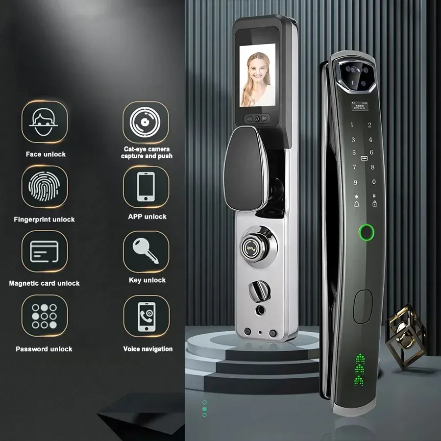 Wifi Phone Key Security Home Camera Video Finger Print Fingerprint Cat Eye Electronic Smart Door for Doors