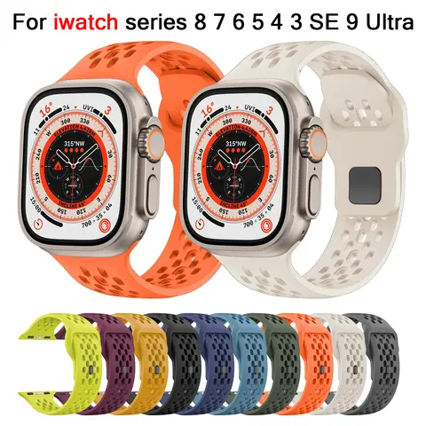 Apple Watch 밴드 용 실리콘 스트랩 44mm 45mm 40mm 41mm 스포츠 팔찌 iwatch 시리즈 8 7 6 5 4 3 SE 9 Ultra 2 49mm 38mm 42mm