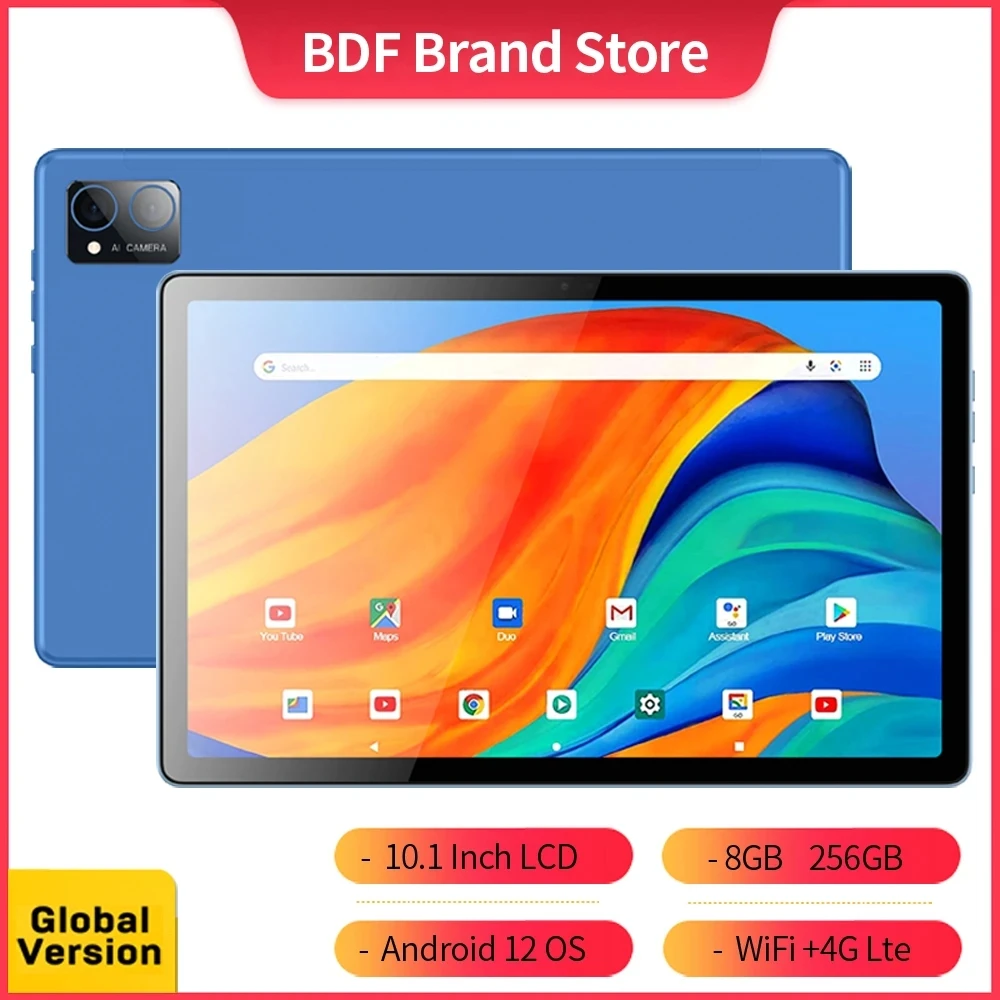 Nieuwe BDF Tablet 10.36 Inch HD IPS Display Widevine Tablet Android 12 8 GB (4 + 4 Uitbreiden) 256 GB 8000 mAh Batterij Tablet PC