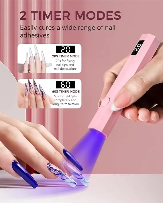 เครื่องอบเล็บยูวีแบบพกพา เครื่องอบเล็บขนาดเล็ก ไฟสำหรับอบเล็บสำหรับการบ่มเจลเล็บทุกชนิด โคมไฟยูวีแอลอีดีสำหรับทำเล็บ ไฟเสริมความงาม