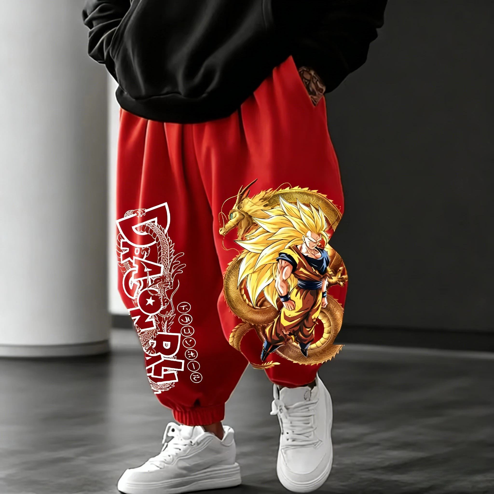 لعبة دراغون بول أنيمي سوبر سايان 3 سراويل مدببة مطبوعة 2026 خريف/شتاء جديد هاراجوكو للرجال والنساء سراويل فضفاضة غير رسمية #3